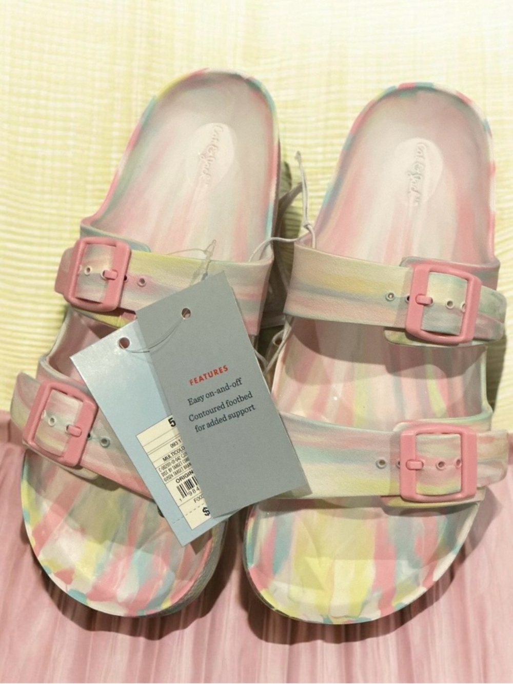 Buy 1 get one 50% off 
Cat & Jack Pink Floral Girls' Double-Strap Slide Sandals